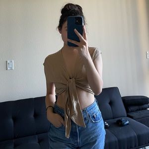 Forever 21- Tie front cropped top, Taupe